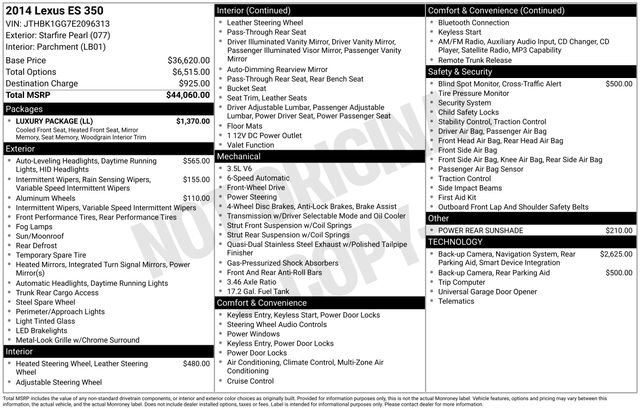 Used 2014 Lexus ES 350 w/ Luxury Package FWD image 35