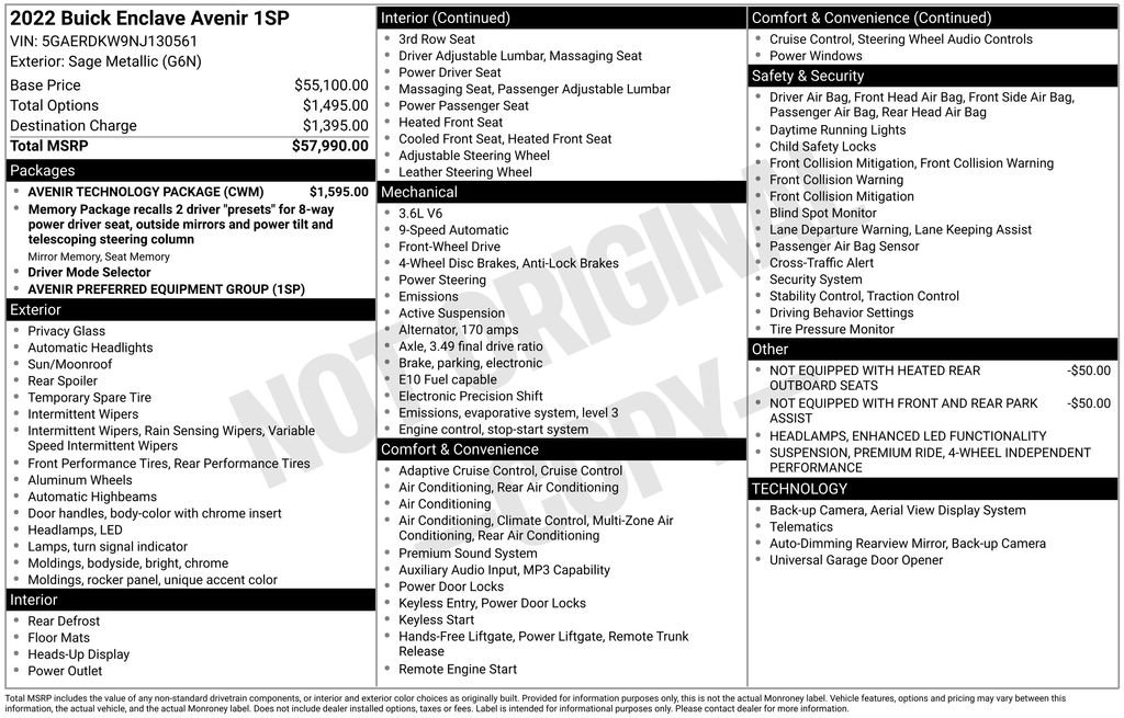 Used 2022 Buick Enclave Avenir w/ Avenir Technology Package image 42