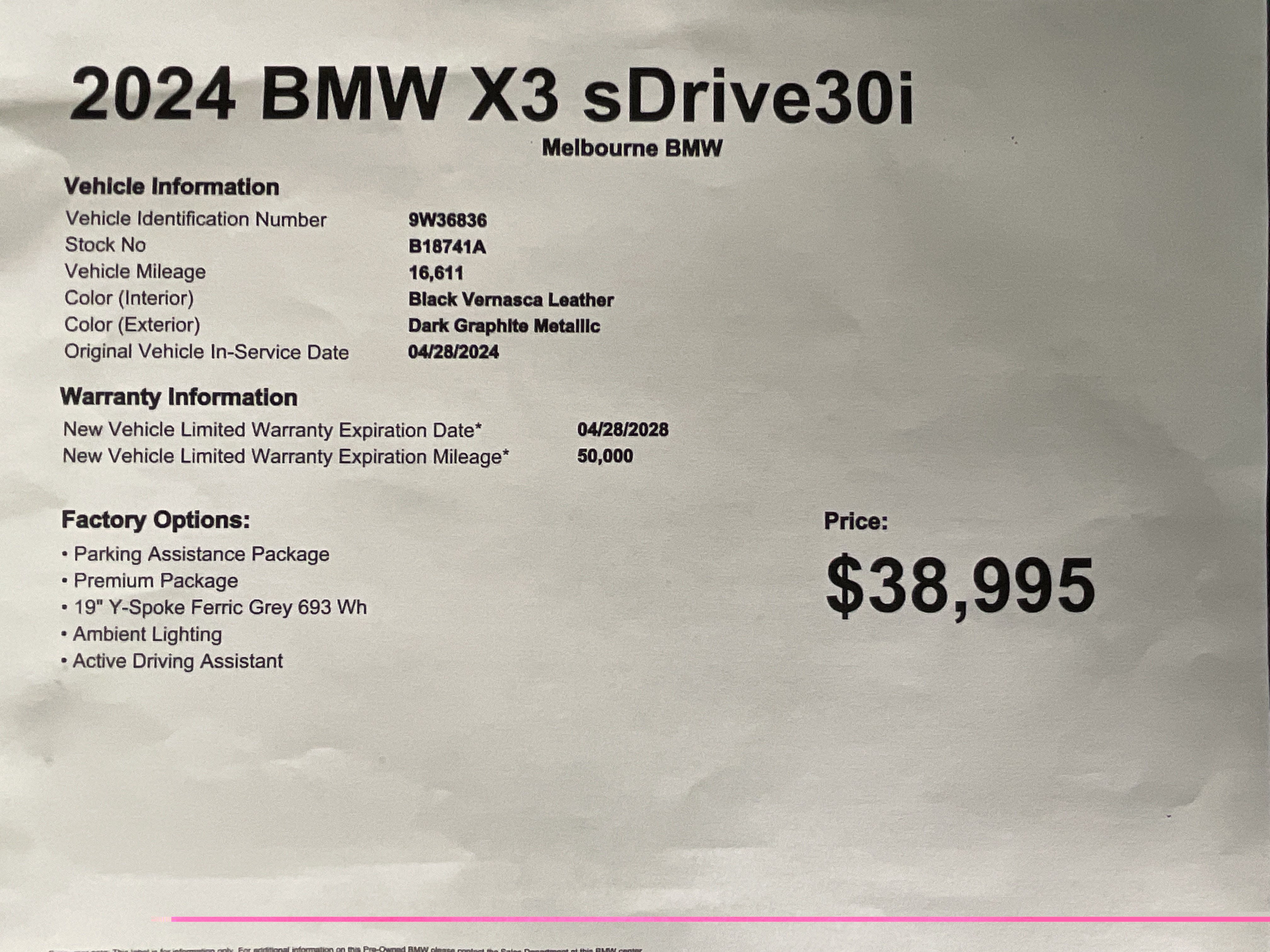 Used 2024 BMW X3 sDrive30i w/ Premium Package RWD image 39
