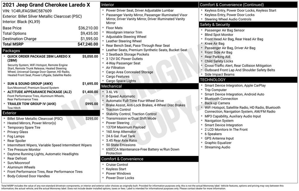 Certified 2021 Jeep Grand Cherokee Laredo X AWD/4WD image 7