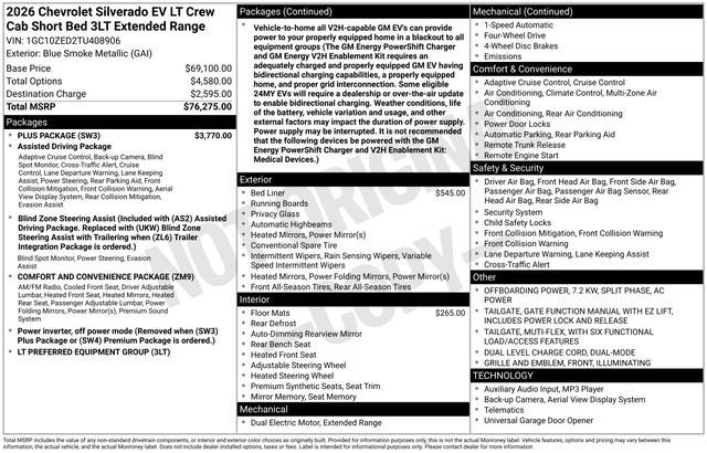 New 2026 Chevrolet Silverado EV LT w/ Plus Package AWD/4WD image 2