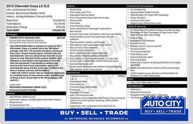 Used 2012 Chevrolet Cruze LS w/ Connectivity Package