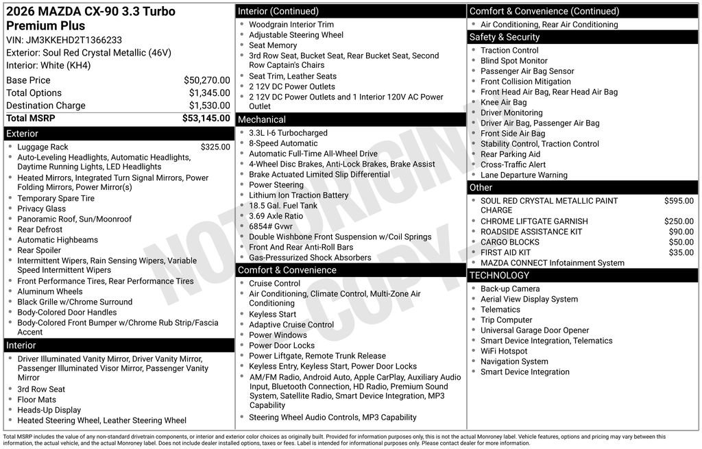 New 2026 MAZDA CX-90 3.3 Turbo w/ Premium Plus Pkg image 38