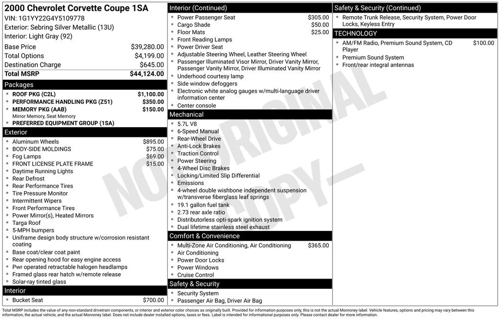 Used 2000 Chevrolet Corvette Coupe w/ Roof Pkg RWD image 5