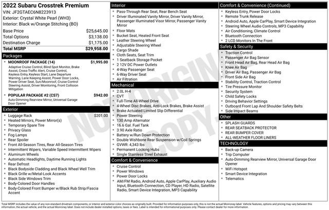 Used 2022 Subaru Crosstrek 2.0i Premium w/ Moonroof Package image 35