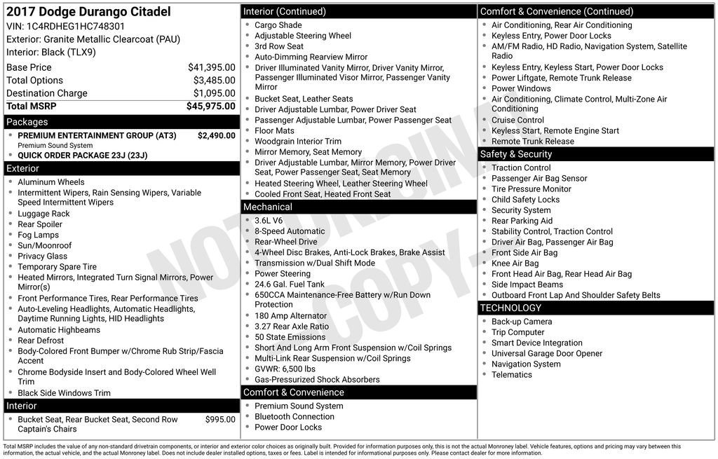 Used 2017 Dodge Durango Citadel w/ Premium Entertainment Group image 4