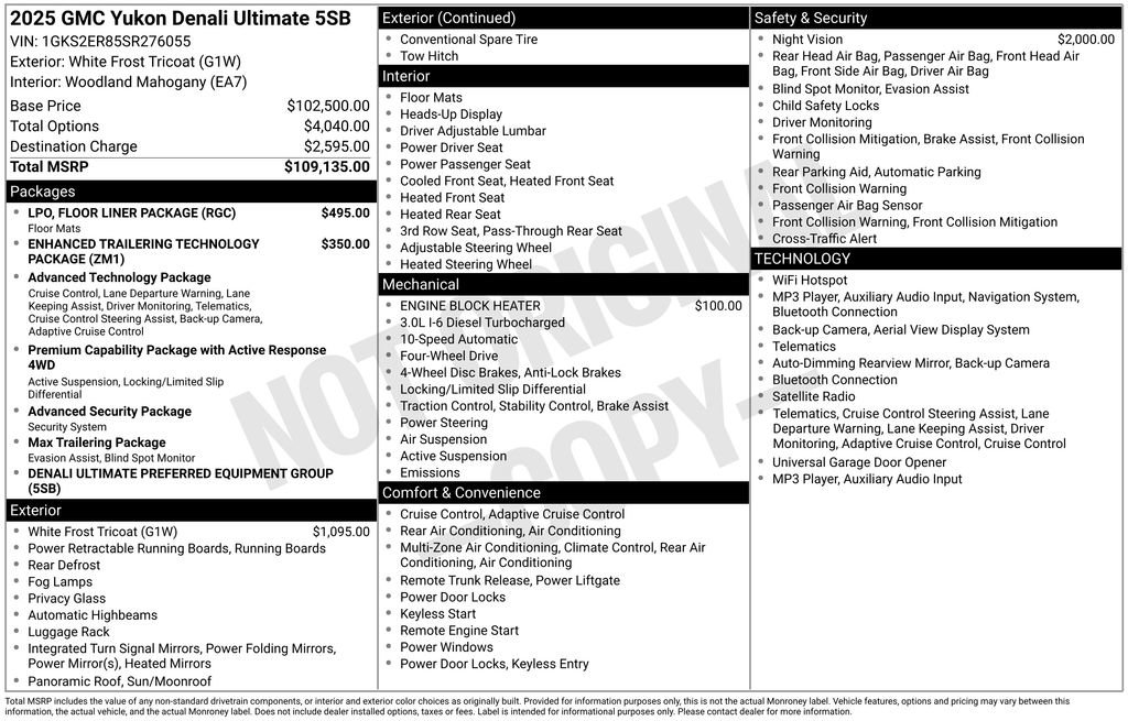 Used 2025 GMC Yukon Denali Ultimate w/ LPO, Floor Liner Package AWD/4WD image 2
