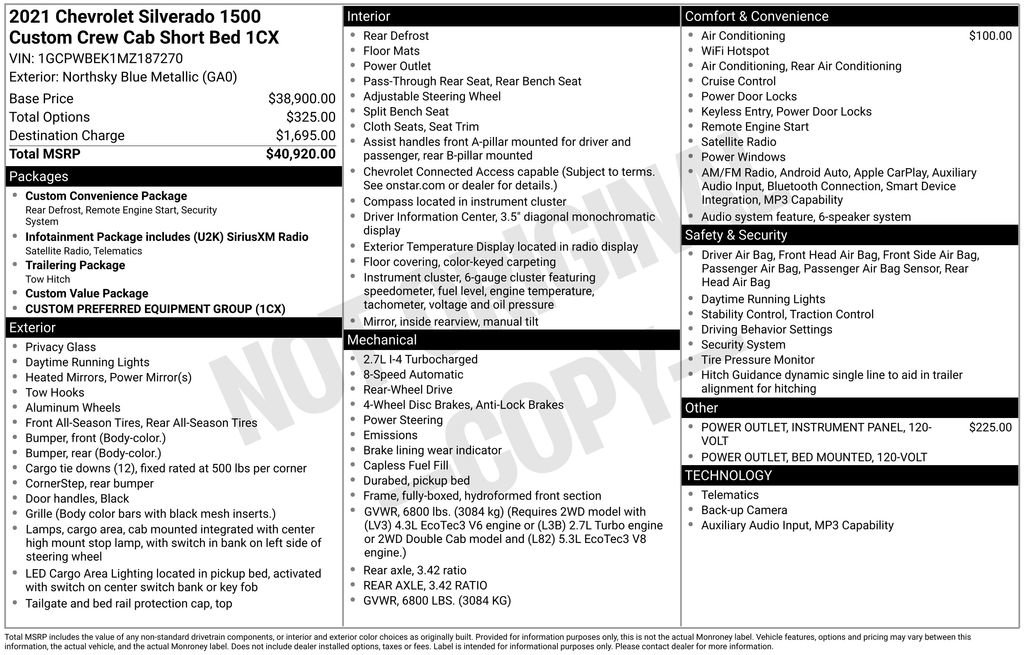 Used 2021 Chevrolet Silverado 1500 Custom image 6