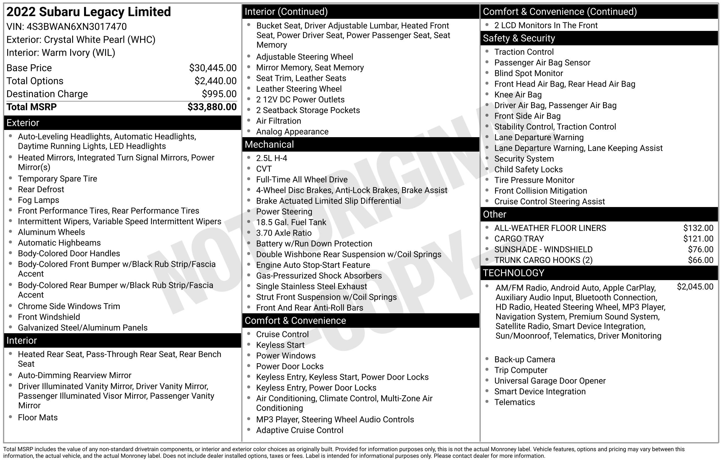 Certified 2022 Subaru Legacy Limited image 44