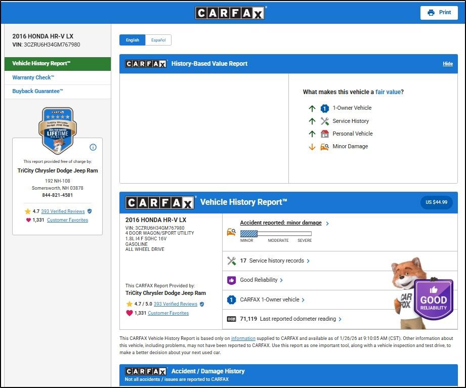 Used 2016 Honda HR-V LX image 10