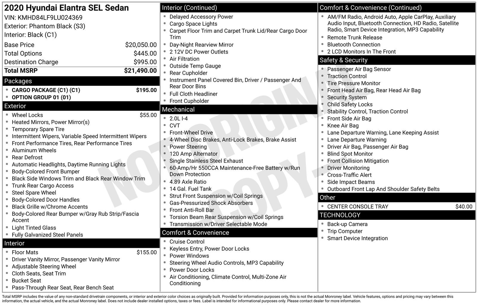 Used 2020 Hyundai Elantra SEL w/ Cargo Package (C1) image 4