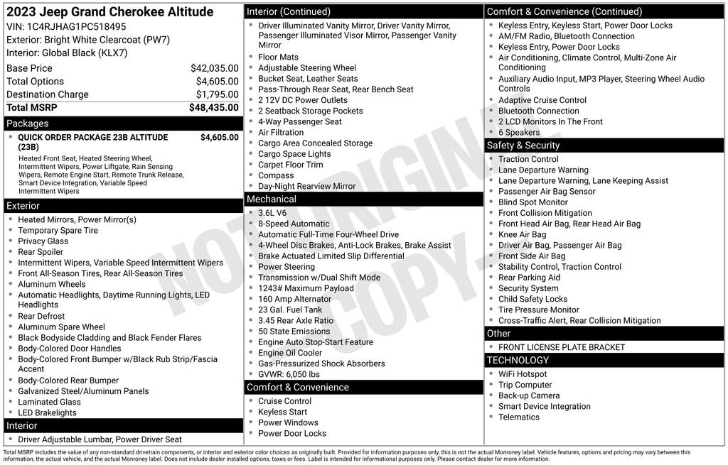 Certified 2023 Jeep Grand Cherokee Altitude AWD/4WD image 33