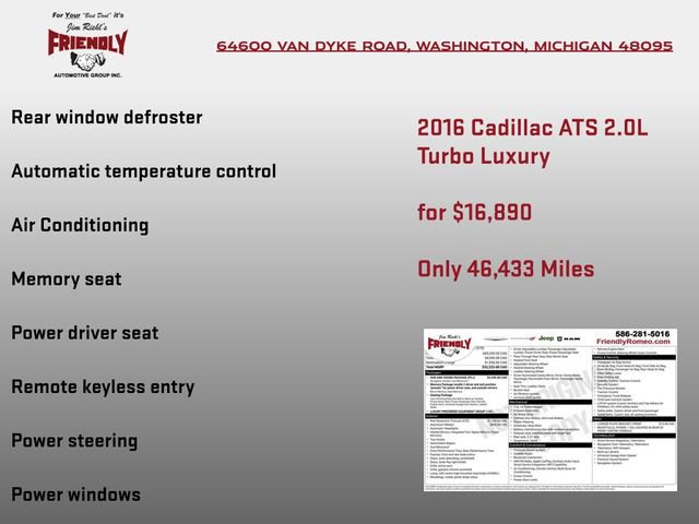 Used 2016 Cadillac ATS Luxury w/ Sun And Sound Package AWD/4WD image 4