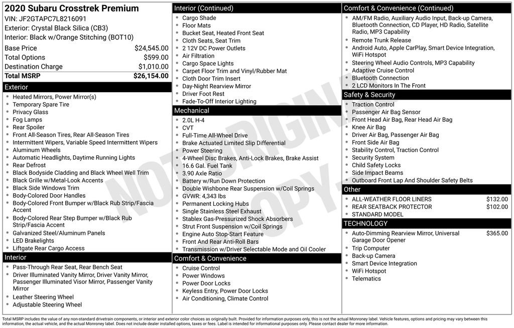 Used 2020 Subaru Crosstrek 2.0i Premium image 21