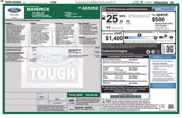 Used 2022 Ford Maverick Lariat w/ Equipment Group 500A Standard AWD/4WD image 15