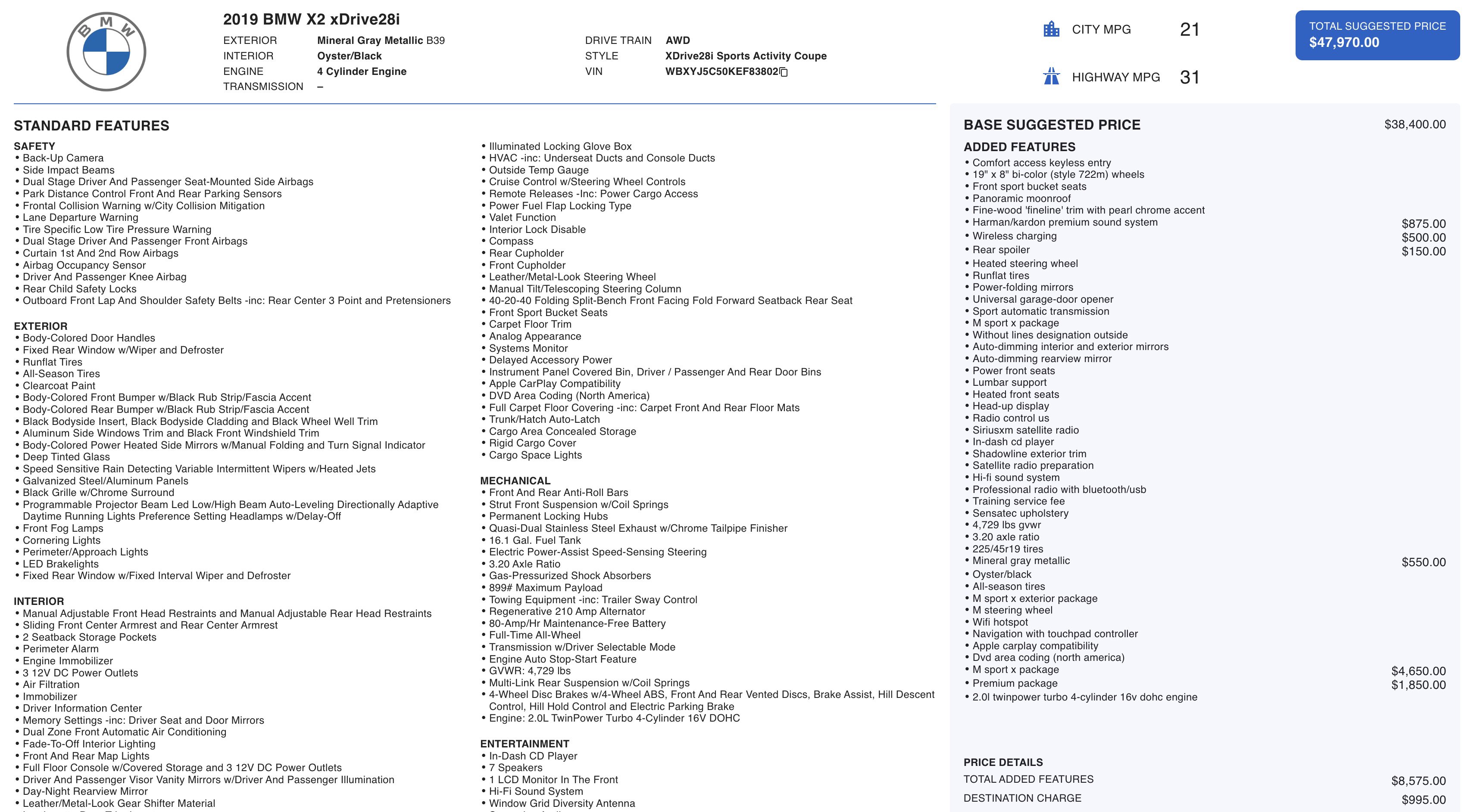 Used 2019 BMW X2 xDrive28i w/ M Sport X Package image 2