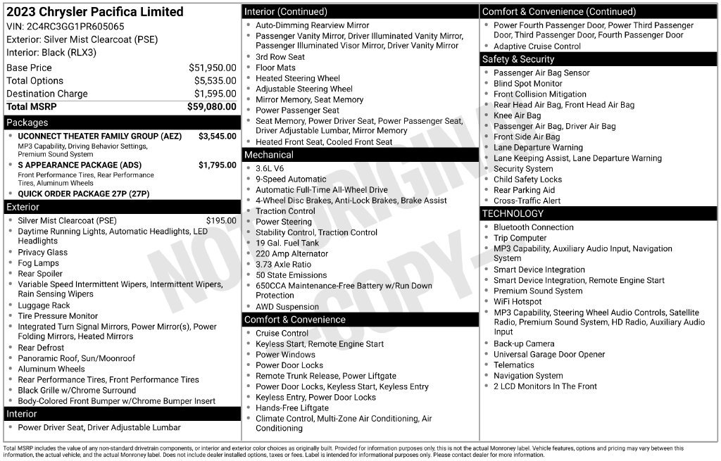 Used 2023 Chrysler Pacifica Limited w/ Uconnect Theater Family Group AWD/4WD image 4