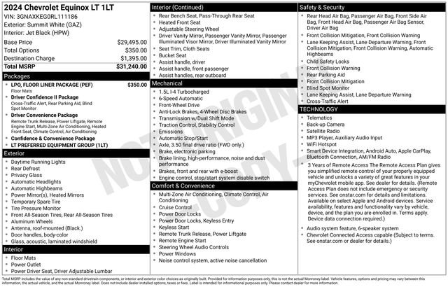 Used 2024 Chevrolet Equinox LT w/ LPO, Floor Liner Package FWD image 2