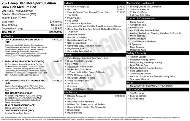 Used 2021 Jeep Gladiator Sport AWD/4WD image 7