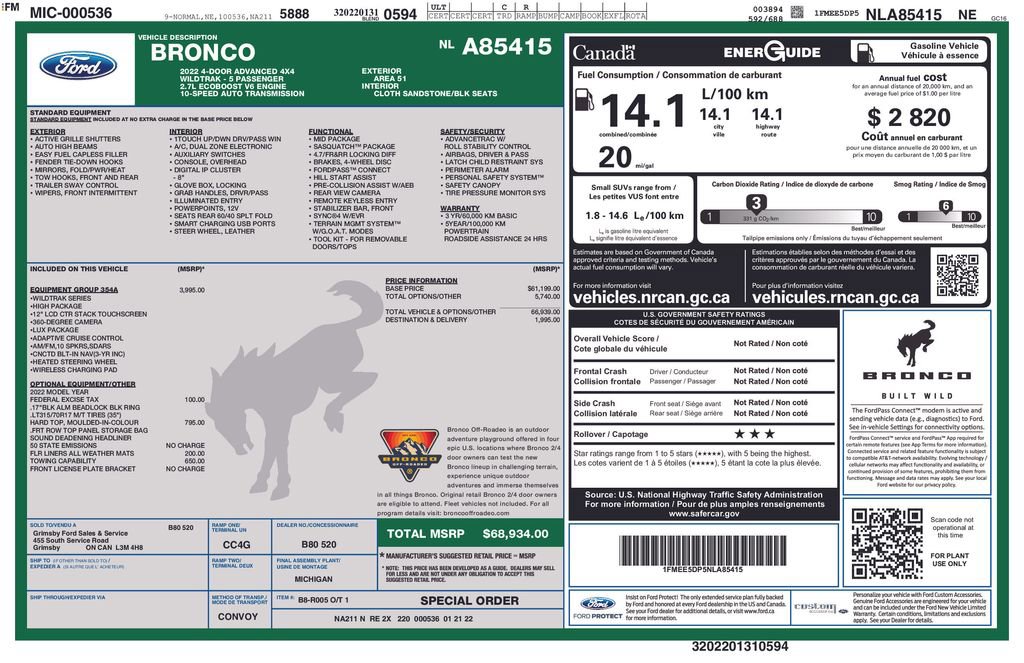 Used 2022 Ford Bronco Wildtrak AWD/4WD image 8