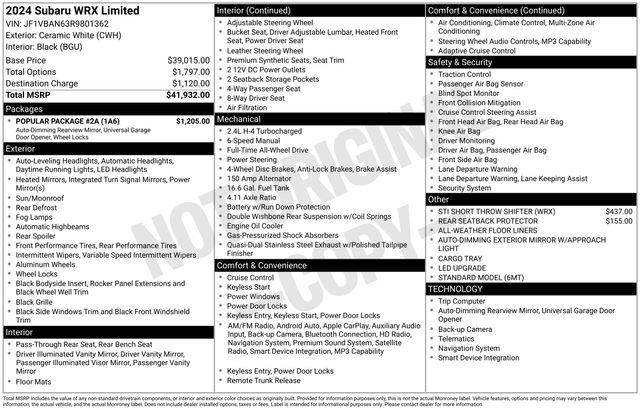 Used 2024 Subaru WRX Limited w/ Popular Package #2A image 24