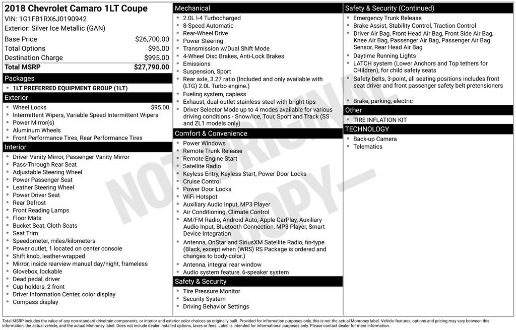 Used 2018 Chevrolet Camaro LT image 47