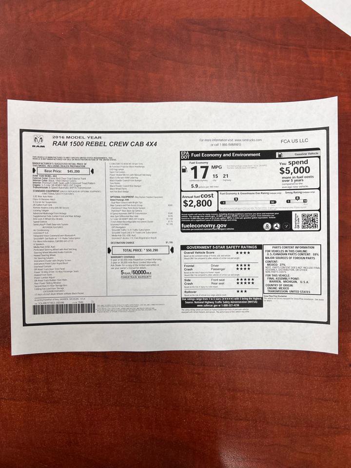 Used 2016 RAM 1500 Rebel AWD/4WD image 93