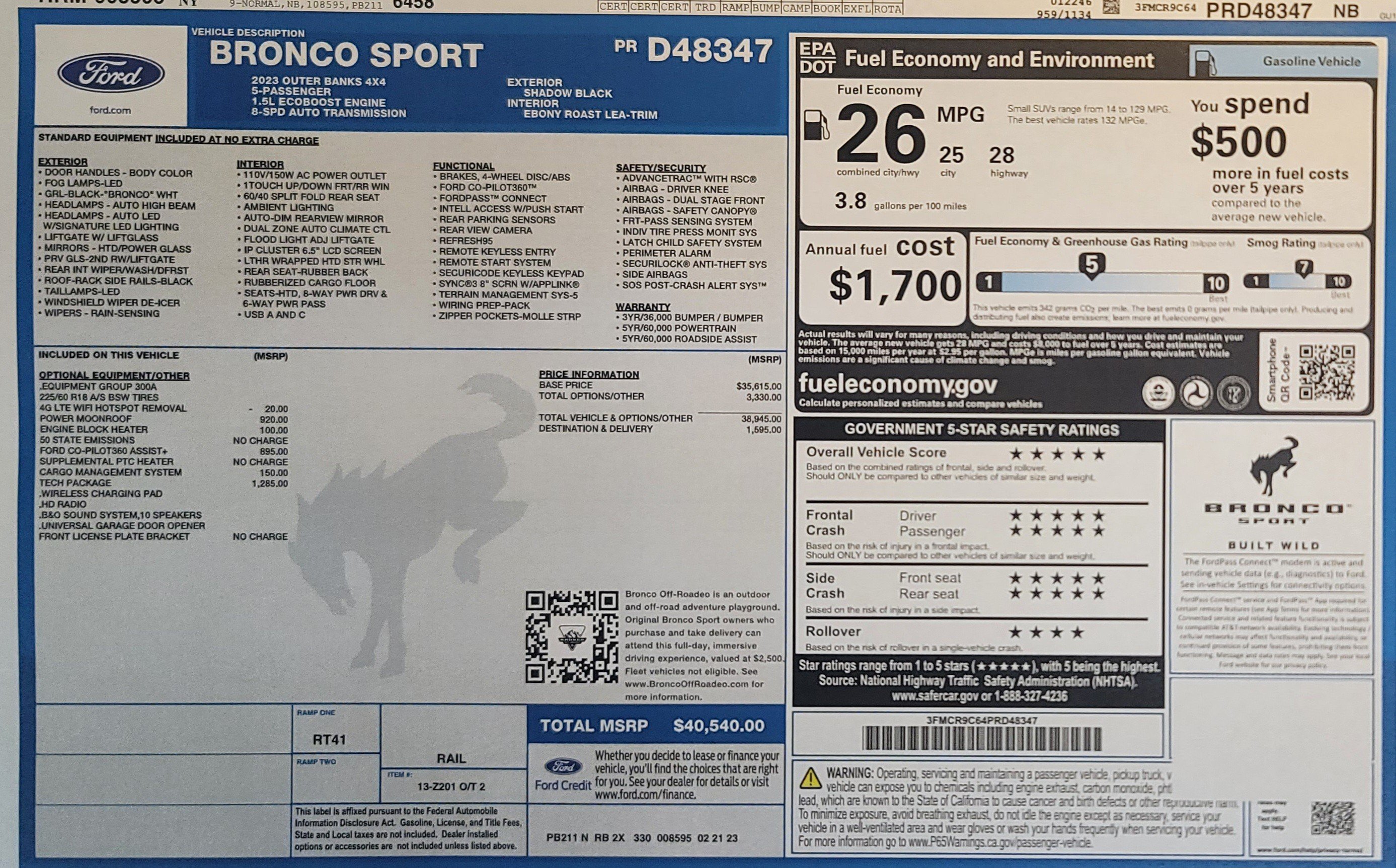 Used 2023 Ford Bronco Sport Outer Banks w/ Tech Package AWD/4WD image 2