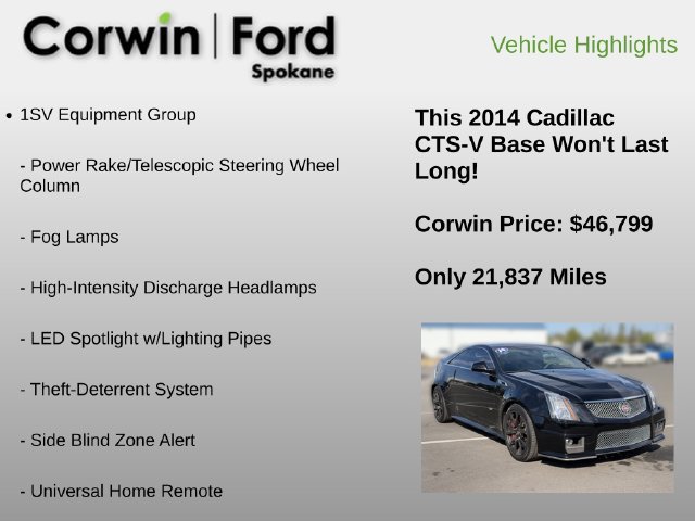 Used 2014 Cadillac CTS V w/ Wood Trim Package RWD image 12