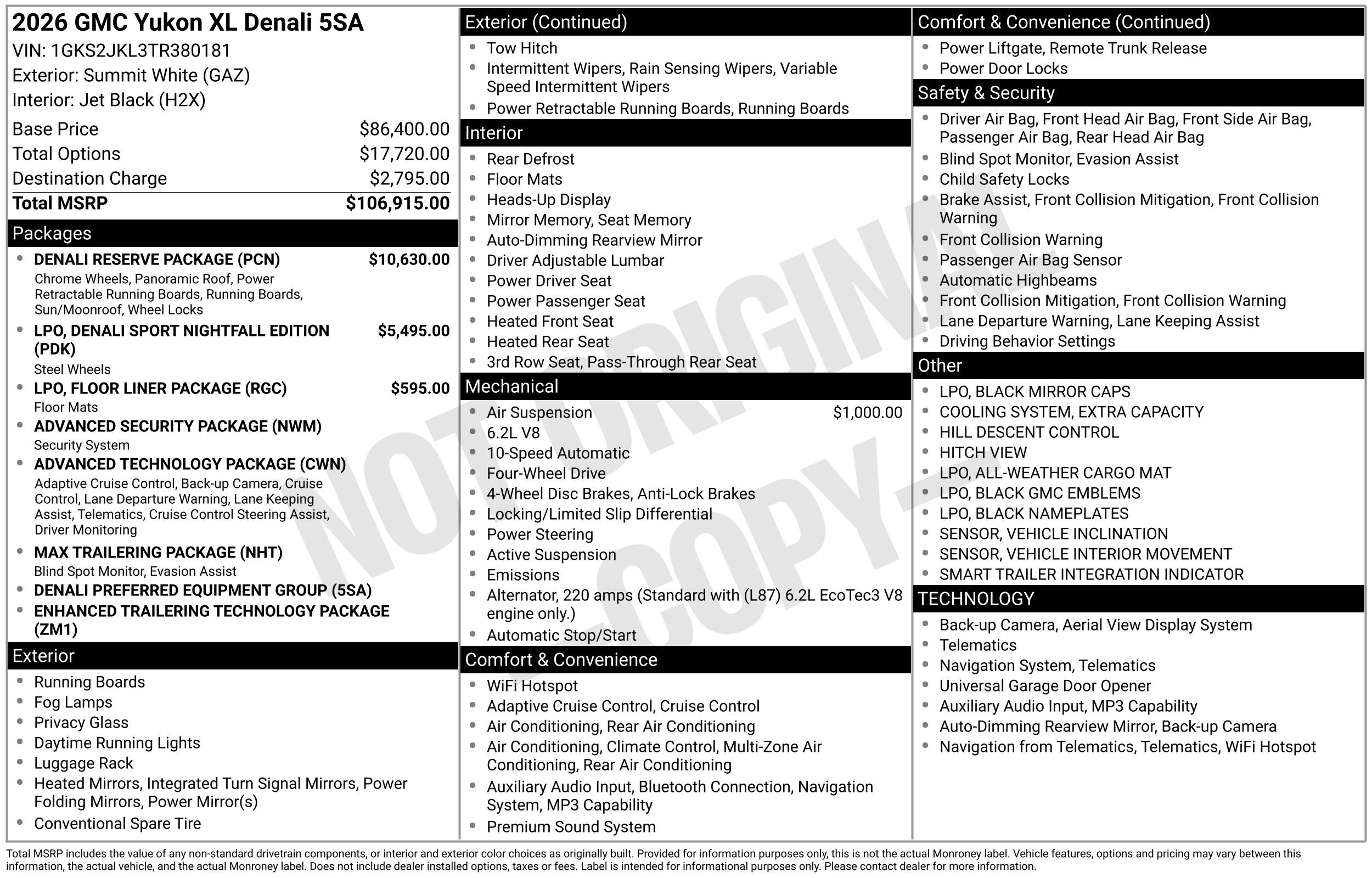 New 2026 GMC Yukon XL Denali w/ Denali Reserve Package AWD/4WD image 54
