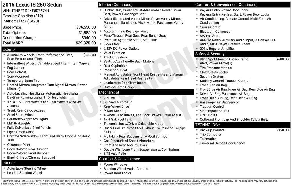 Used 2015 Lexus IS 250 image 41