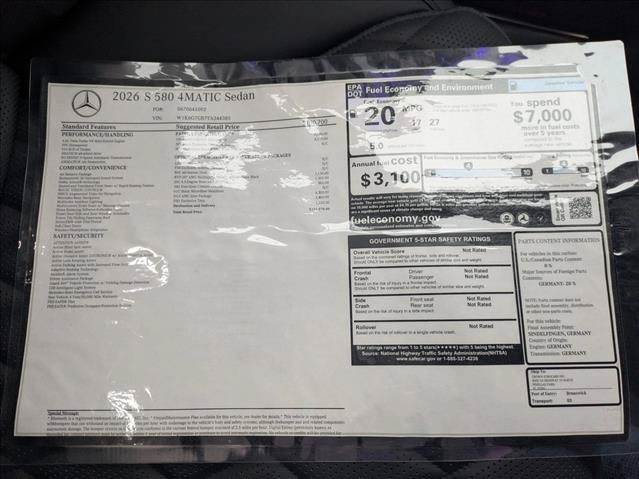 New 2026 Mercedes-Benz S 580 4MATIC Sedan image 18