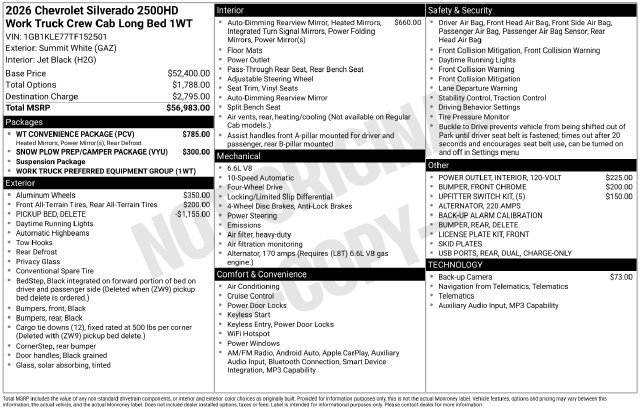 New 2026 Chevrolet Silverado 2500 W/T w/ WT Convenience Package AWD/4WD image 4