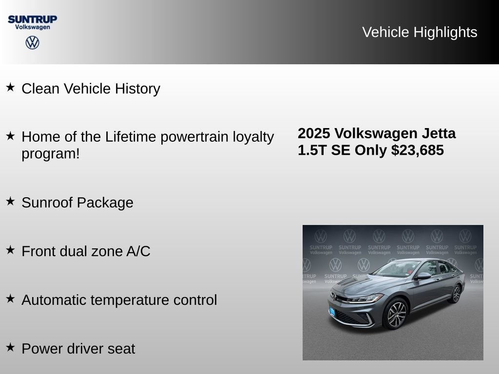 Used 2025 Volkswagen Jetta SE w/ Sunroof Package FWD image 8