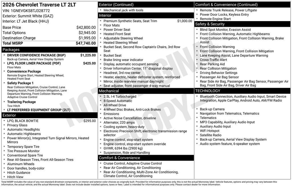 New 2026 Chevrolet Traverse LT w/ Driver Confidence Package AWD/4WD image 4