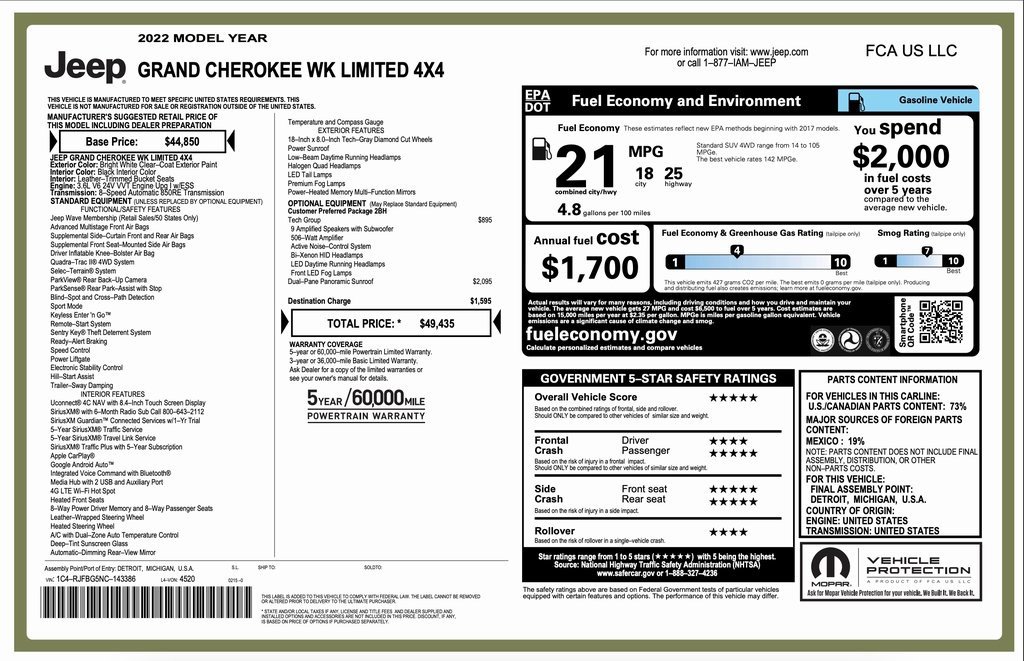 Certified 2022 Jeep Grand Cherokee Limited w/ Tech Group image 2