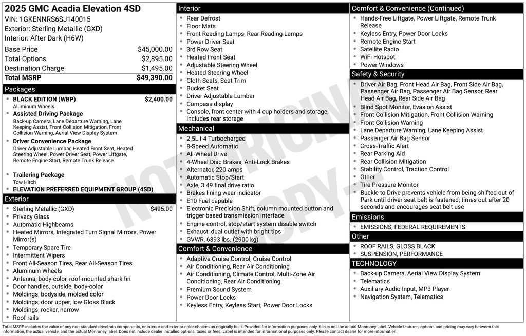 Used 2025 GMC Acadia Elevation w/ Black Edition image 2