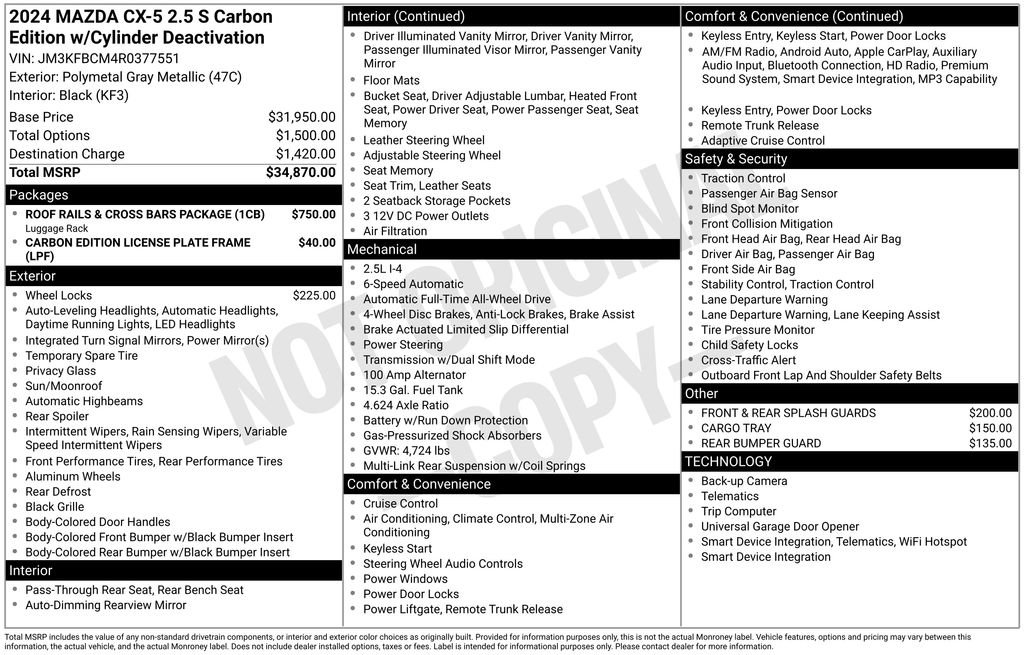 Used 2024 MAZDA CX-5 Carbon Edition AWD/4WD image 4