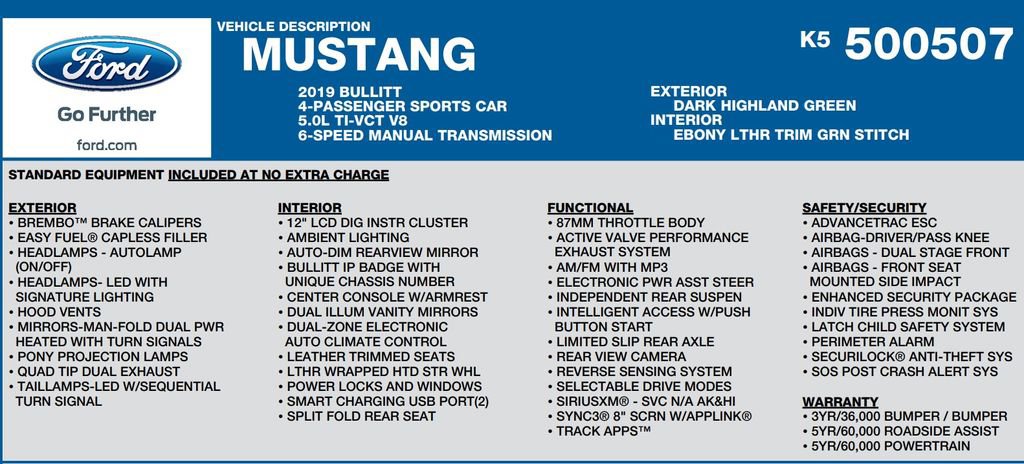 Used 2019 Ford Mustang Bullitt w/ Bullitt Electronics Package image 17