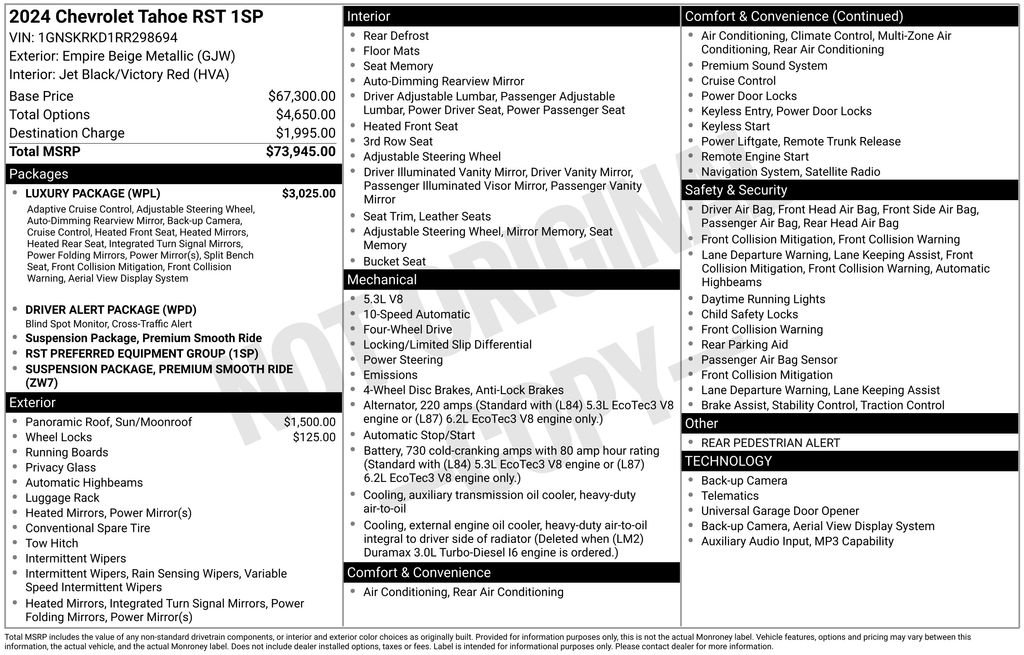 Certified 2024 Chevrolet Tahoe RST w/ Luxury Package image 13