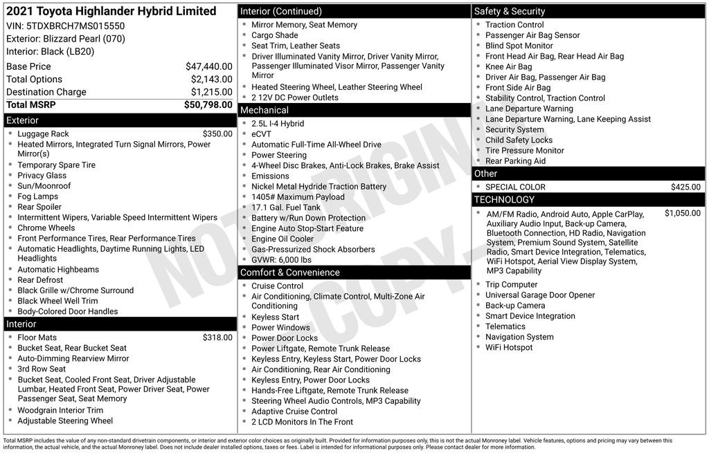 Certified 2021 Toyota Highlander Limited AWD/4WD image 34