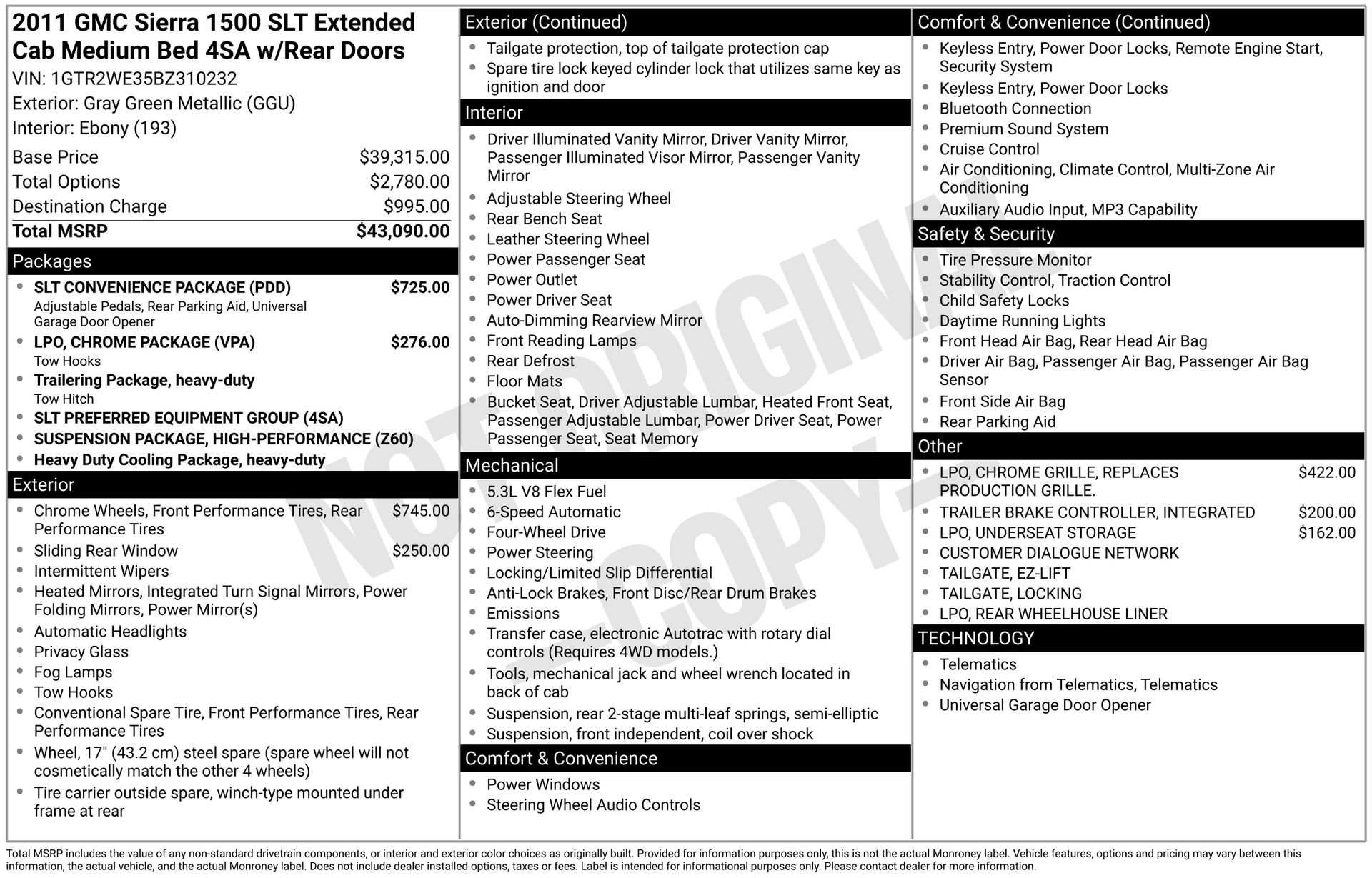 Used 2011 GMC Sierra 1500 SLT w/ SLT Convenience Package