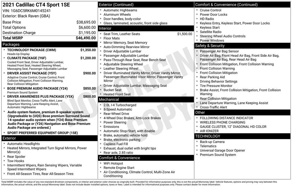 Used 2021 Cadillac CT4 Sport w/ Technology Package RWD image 9