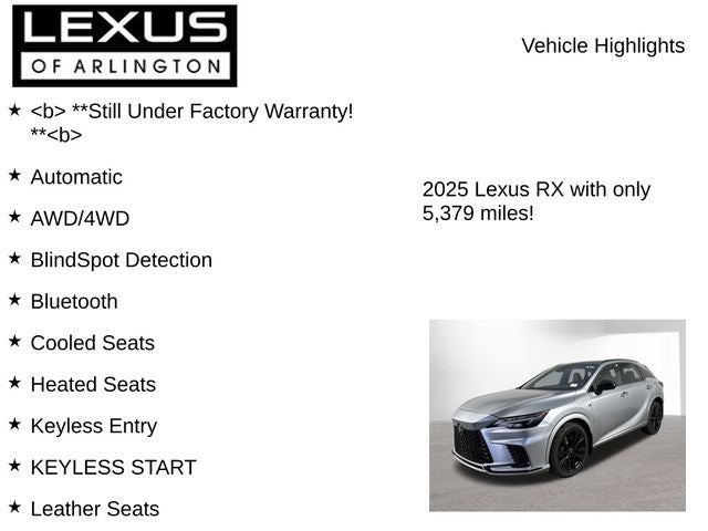 Certified 2025 Lexus RX 500h F Sport w/ Convenience Package AWD/4WD image 7