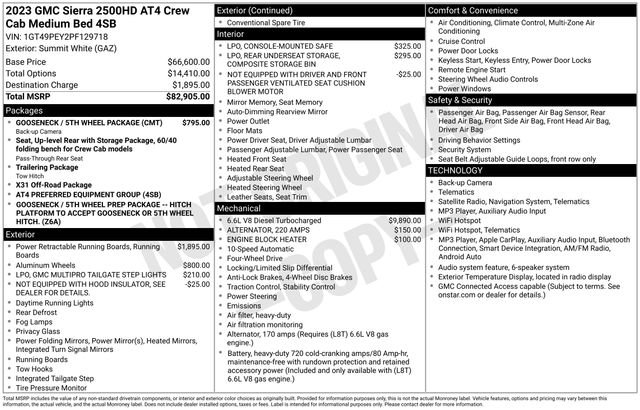 Certified 2023 GMC Sierra 2500 AT4 w/ Gooseneck/5TH Wheel Package AWD/4WD image 48