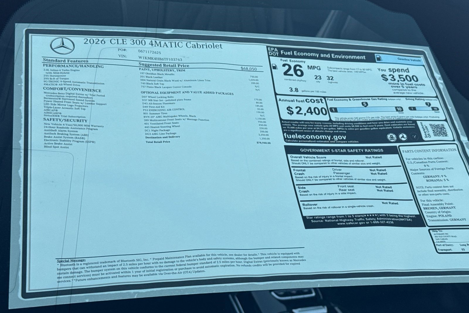 New 2026 Mercedes-Benz CLE 300 4MATIC Cabriolet image 20