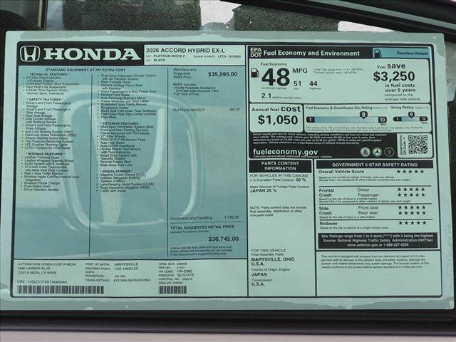 New 2026 Honda Accord EX-L image 17