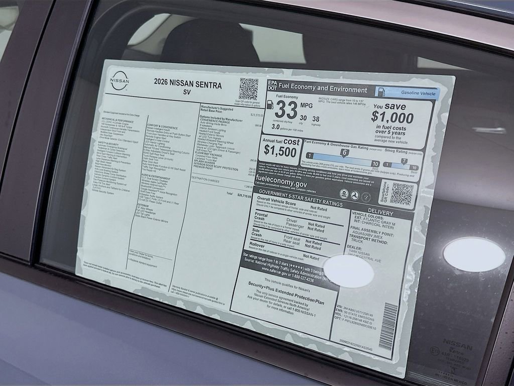 New 2026 Nissan Sentra SV w/ SV Convenience Package image 13