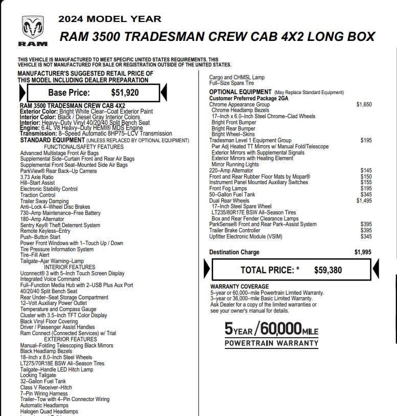 Used 2024 RAM 3500 Tradesman w/ Chrome Appearance Group image 8
