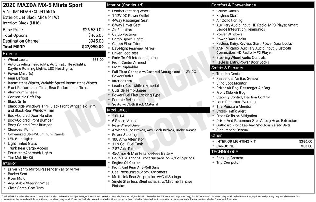 Used 2020 MAZDA MX-5 Miata Sport image 15